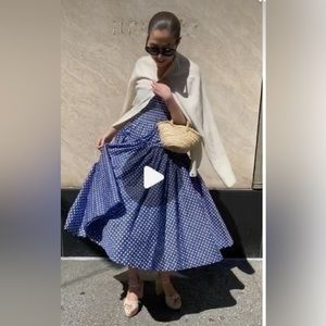 Hill House The Seraphina Nap Dress in Blue Basketweave Blue White small